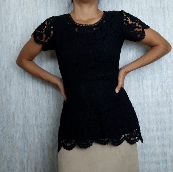 Isaac Mizrahi lace peplum top - Picture 3 of 8
